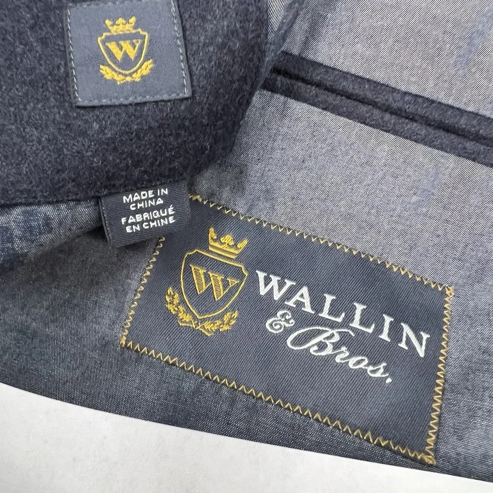 Wallin & Bros Soft Tweeded Blazer Sport Coat Mens 42R Slim Fit Wool Grayish Navy